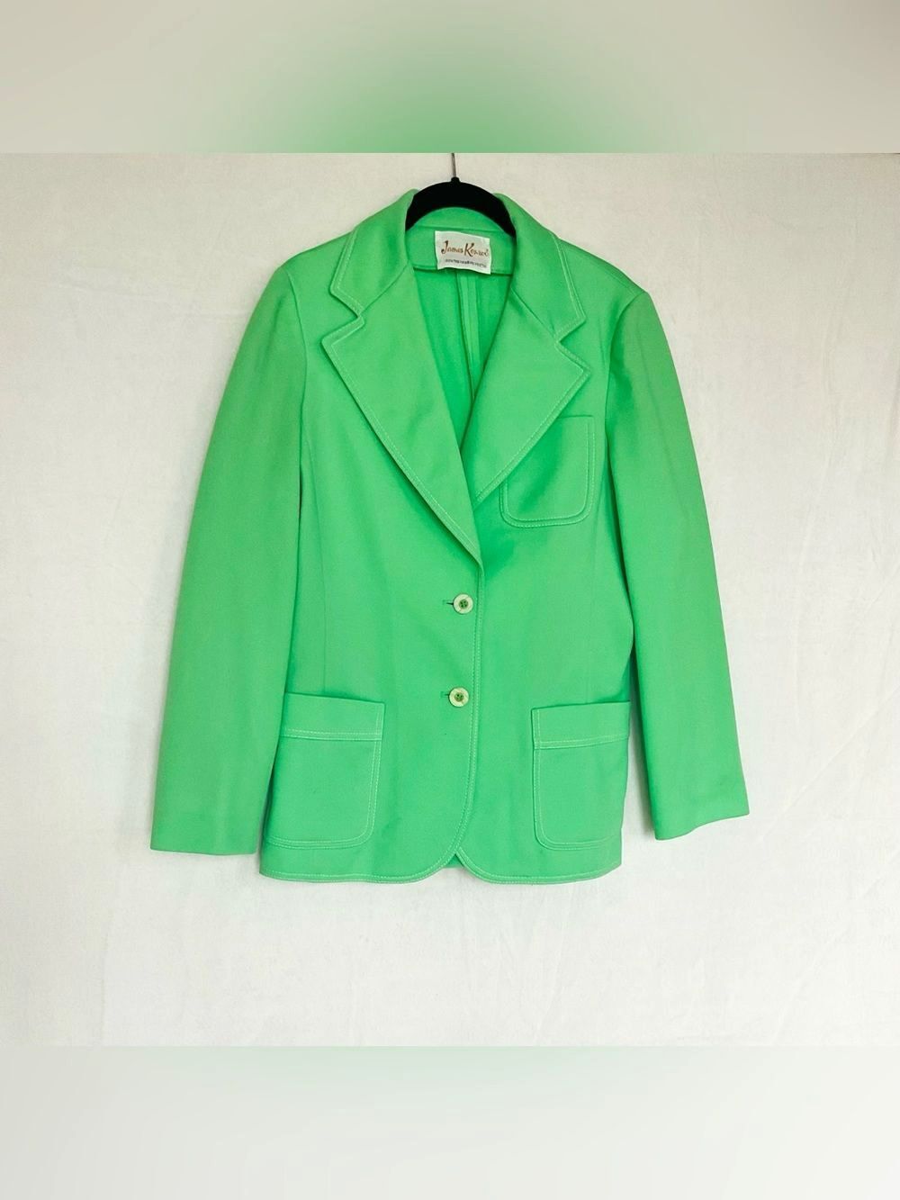 James Kenrob Vintage 70s Mod Kelly Green Blazer 14 Trevira Knit Luxury Rare